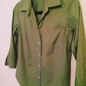J. Crew 3/4 sleeve button up green blouse